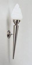 Wandfackel Wohnzimmer Messing Glas Nickel gemütlich H:65 cm Wandlampe blendarm