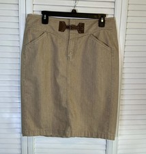 Vtg Lauren Jeans Co Ralph Lauren Denim Mini Skirt Wmns Sz 8 Tan Leather Belt