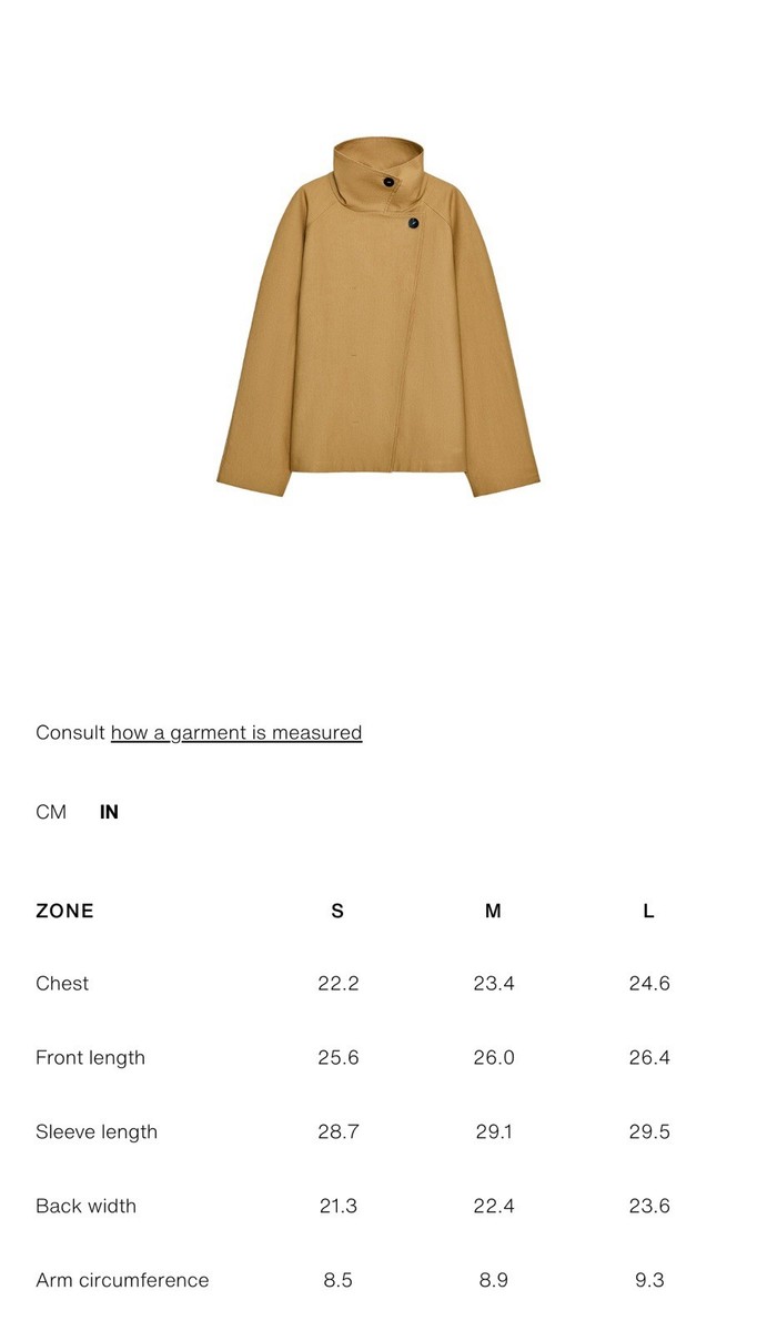 ZARA MINIMAL OVERSIZED SHORT TRENCH ZW COLLECTION Caramel | 3833