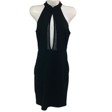 Y2K Charlotte Russe Mesh Bodycon Dress Halter Black Goth Club Witch Sexy Women M