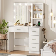 Vanity Desk Makeup Vanity Dressing Table with 10 LED Lights Mirror Power Outlet
