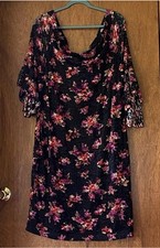 Venus Black Floral Off-The-Shoulder Lace Dress. Size 24. NWT.