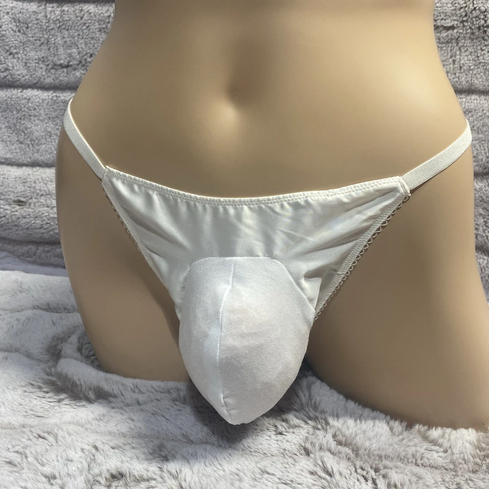 30-44 L White Second Skin Satin Flutter Thong VICTORIAS SECRET Men Pouch Panties - Image 3 of 4