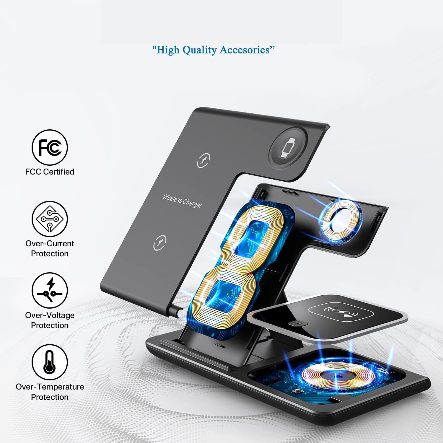 3in1 Wireless Charging Station Charger  Iphone Samsung Etc.