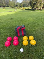 Official Tournament Bocce Sets - 110mm with Glo Neon Speckled Magenta balls