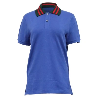 Gucci Future Modern Polo Shirt In Cotton Men Blue S - Image 1 of 4