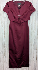 Alex Evenings 2Pc Dress Bolero Jacket 8 Petite Burgandy Elegant Formal Wedding