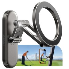 Upgraded Magnetic Golf Cart Phone Holder, Tri-fold All Alloy Black