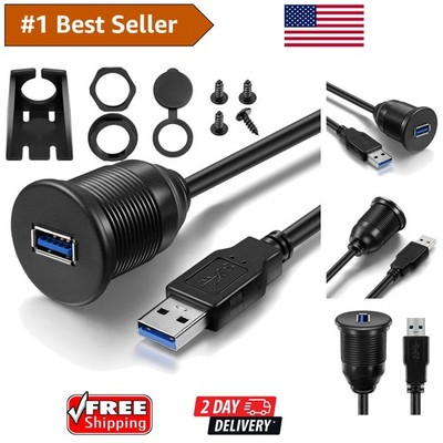 Durable USB 3.0 Male to Female Flush Mount Extension Cable for Vehicles - 3 Feet