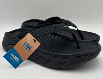 Hoka ORA RECOVERY FLIP 1099675 Men's NEW Thong Sandal Black US Size 7
