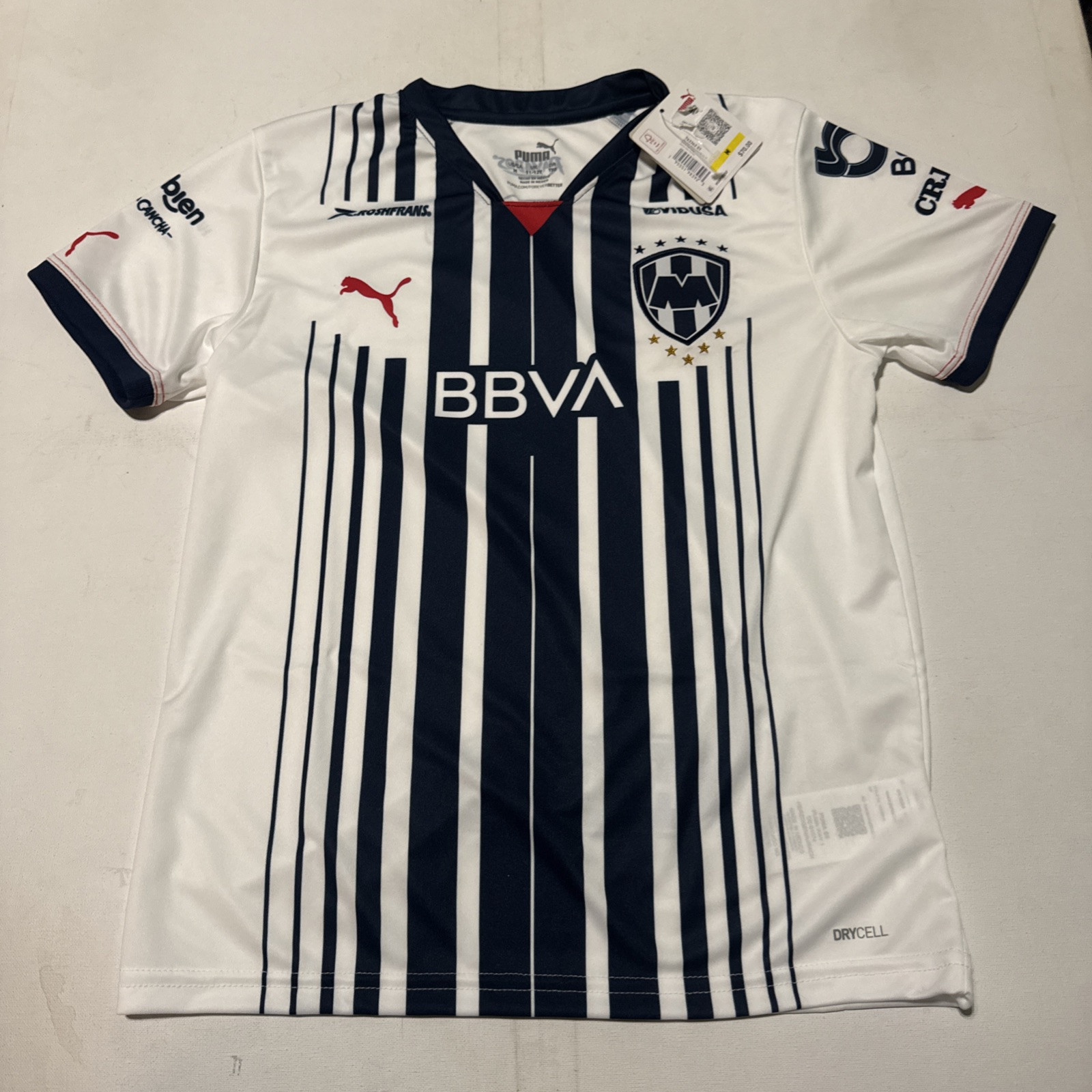 Puma Liga MX Monterrey $70 Dry Cell Soccer Jersey Youth Medium New White Rayados