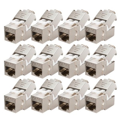 12 Pcs Easy Toolless Shielded S/FTP Modular Ethernet CAT7 CAT6A Keystone Jack