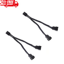 All Black Sleeved PWM Fan Splitter Cable 1 to 2 Converter 2 Pack