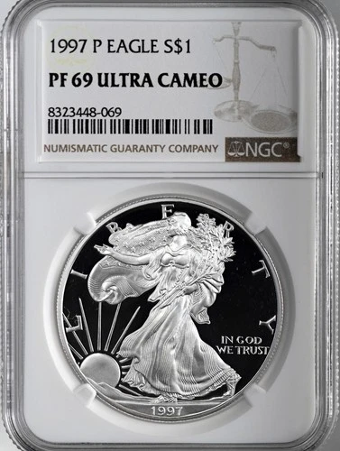 1997-P  $1  PROOF AMERICAN SILVER EAGLE (ASE/SAE) NGC PF69 UCAM  #8323448-069