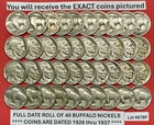 FULL DATE Buffalo Nickels Roll Lot of 40 Coins Dated from 1926 to 1937 Lot #678P