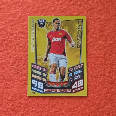 MANCHESTER UNITED RIO FERDINAND LEGEND TOPPS MATCH ATTAX PREMIER LEAGUE 2012/13 - Image 1 of 2