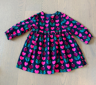 Jacadi Pink and navy Blue Heart Pattern Dress lined size 18months (81 cm)