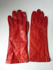 RED LEATHER VINTAGE GLOVES SIZE 7 1/2