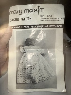 Mary Maxim Baby Christening Dress Crochet Pattern #723