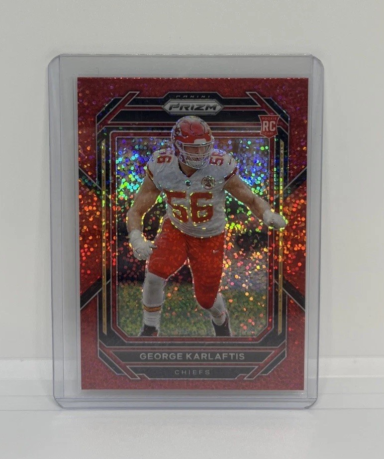 2022 Panini Prizm - #378 George Karlaftis Red Sparkle RC (Color Match, SP)
