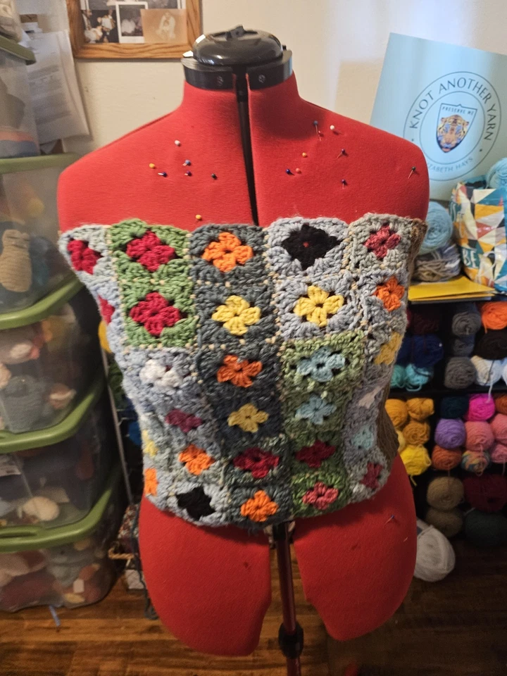 Hecho a mano ganchillo tema floral cordones corsé top verano transpirable no forrado Foto 2 de 4