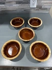 Mcm Vintage HULL  Brown Drip Glaze 5 Soup Bowl Cereal 5 3/8-2 1/4 Oven Proof USA