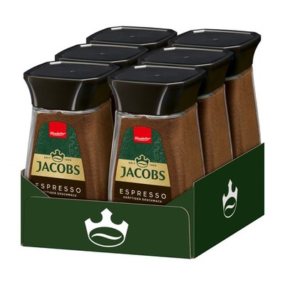 JACOBS Löskaffee Typ Espresso 6 x 100 g Gläser löslicher Kaffee Instantkaffee
