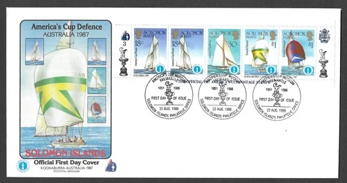 America's Cup Defence Australia 1987 FDC 1986 Solomon Islands Stamps Cover #3