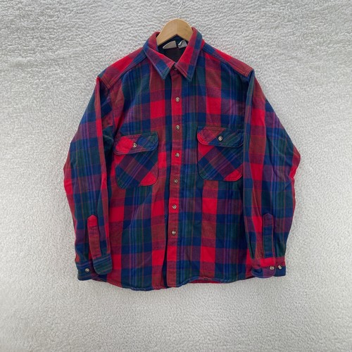 Vintage Five Brother Flannel Shirt Mens Large Red Blue Heavyweigh Plaid 90s Gorp