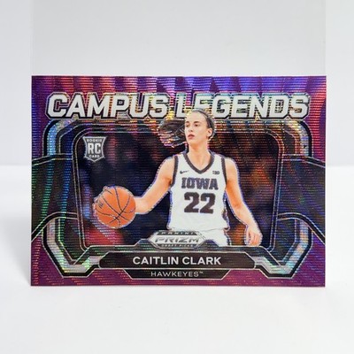 2024-25 Panini Prizm Draft Picks Campus Legends Caitlin Clark #5 Purple Wave RC