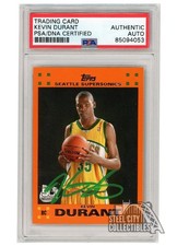 Kevin Durant 2007-08 Topps Orange Autograph Rookie Card #2 PSA/DNA (Green). rookie card picture