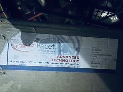 PECO Facet Filtration SS436FB-5 Synthetic Separator Element Cartridge 4.5'' x 36''