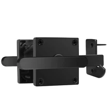 Heavy Duty Gate Latch for Wooden Fence, Black Aluminum Double Swing Door Hard...