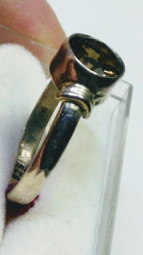 ANELLO CARINO QUARZO FUMÉ NATURALE IN ARGENTO STERLING .925 MISURA 6,5-6,75! - Foto 4 di 11