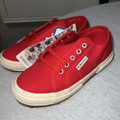 SUPERGA YOUTH Canvas 2750 RED Coto Classic Sneakers Trainers Low NWT 31EU/13.5US