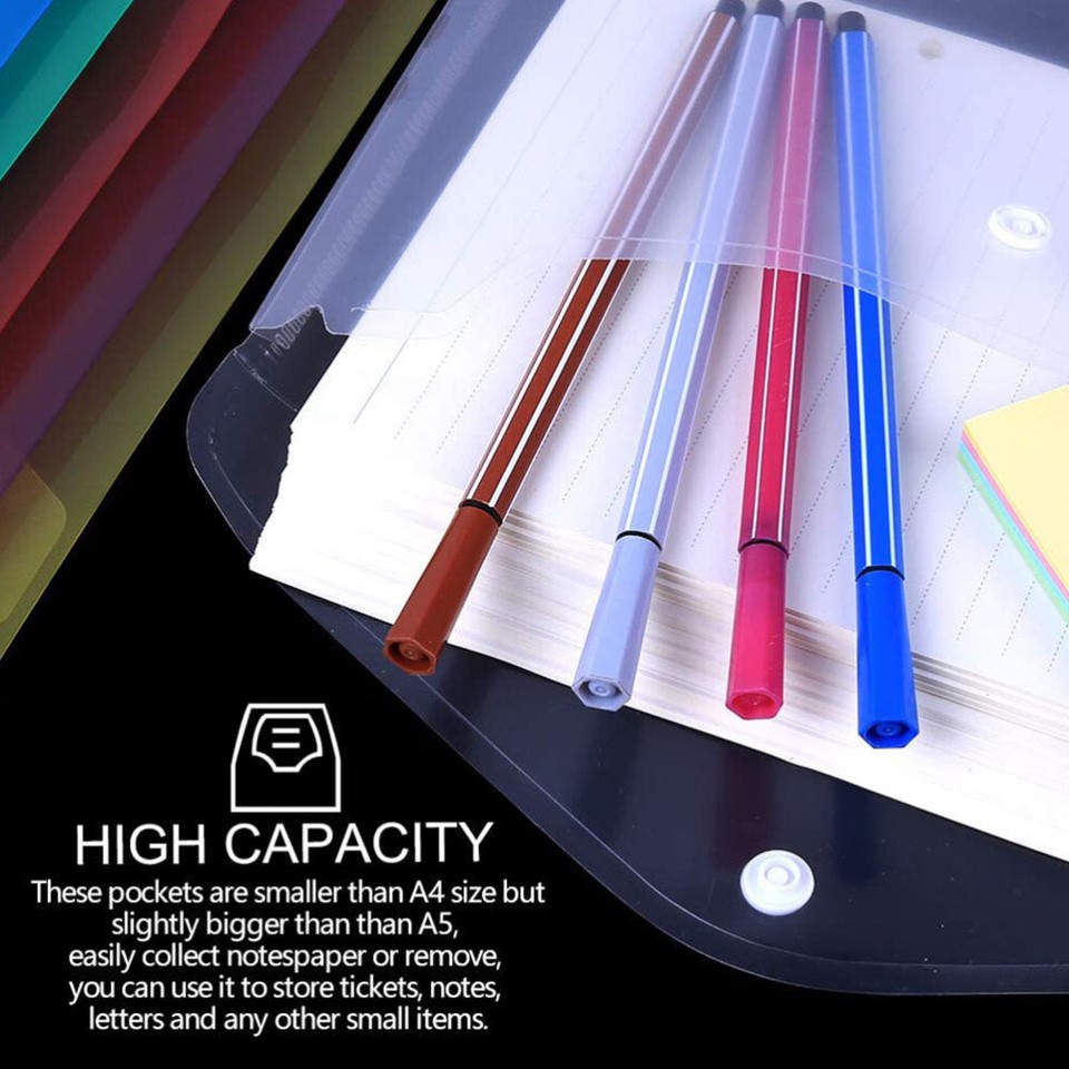 12 Pcs Plastic Snap Envelopes Large File Holder Document Storage Bags