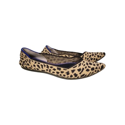 Rothy s woman s leopard print pointed toe knit flat shoes size 8