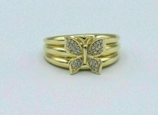 1Ct Round Simulated Diamond Beautiful Butterfly Wedding Ring Yellow Gold Plated