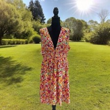 SHEIN Curve Women's 2XL Floral Sleeveless A-Line Sundress Multicolor Silky Party