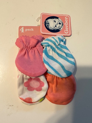 Gerber Baby Girl 4-Pack Mittens Size 0-3M - Main Image