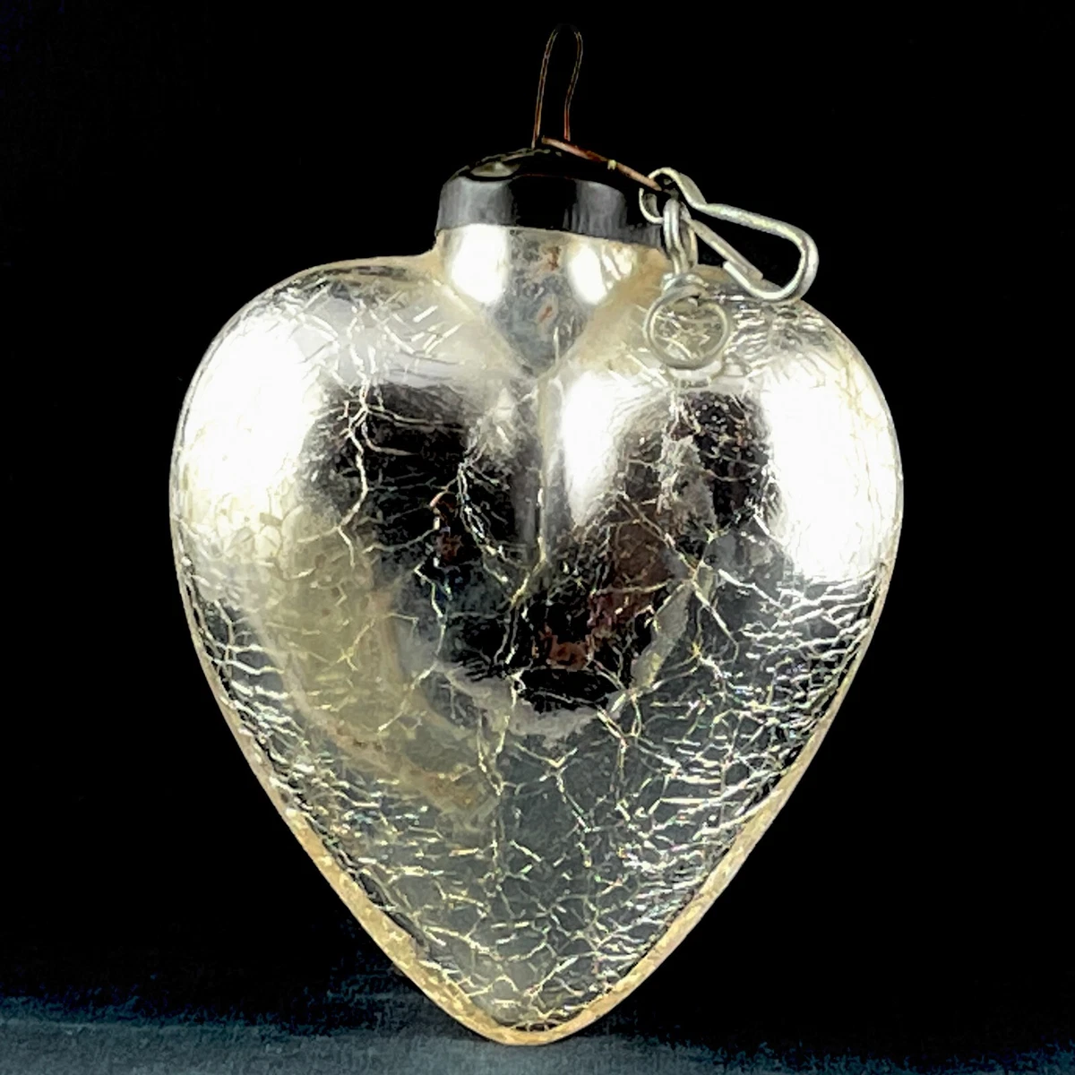 ANCIENNE BOULE DE noël en verre Décoration en verre églomisé mercurise EUR 25,00 - FR