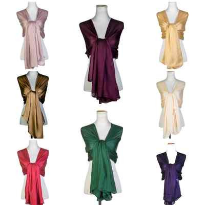 Damen Seidig Schillernd Schal Maxi Halstuch Stola Tuch für Hochzeit/Braut/Party