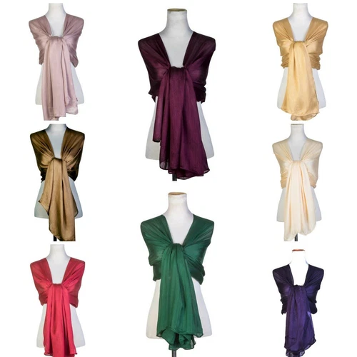 Ladies Silky IRIDESCENT Scarf Maxi Wrap Stole Shawl For Wedding/Bridal/Party