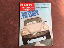 Original VW Käfer Käfer Sonderdruck 1302 S Prospekt  August 70 Auto Motor Sport
