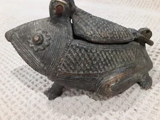 Antique Brass Lost Wax Asian Frog Bank