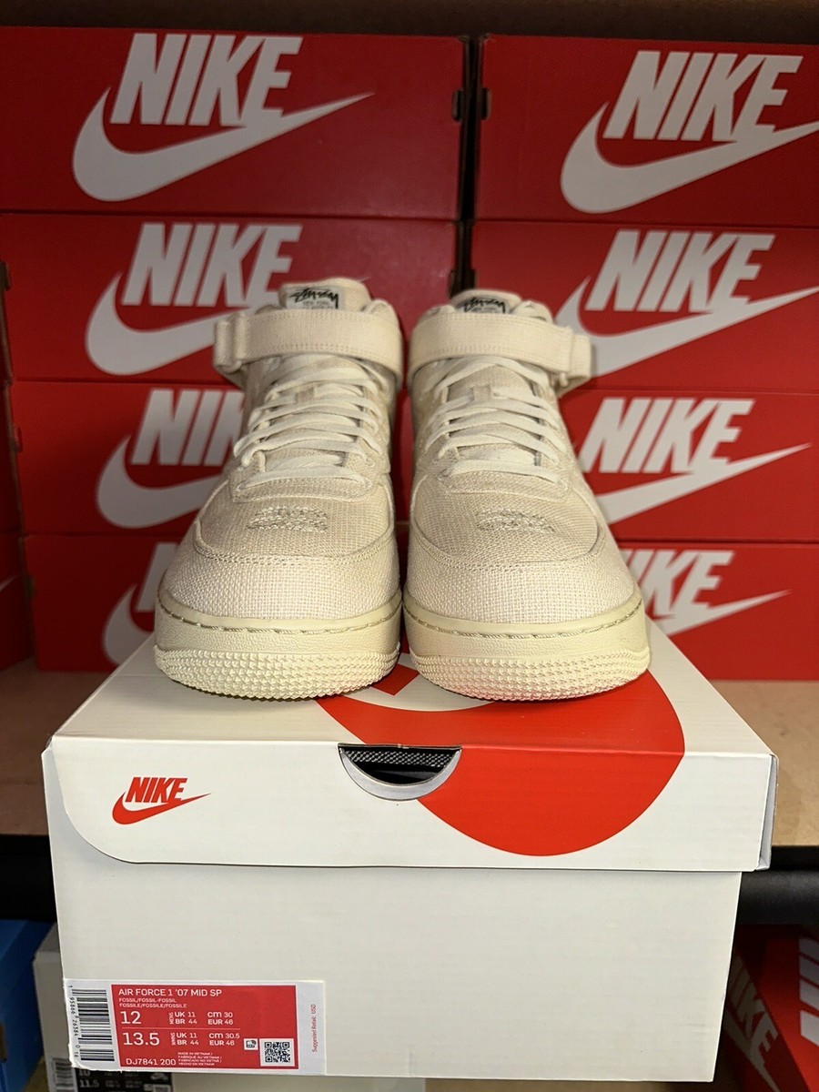 箱付き:STUSSY Nike Air Force 1 ハイカット Brand New Nike x Stussy Air Force 1 Mid Fossil Hemp Mens