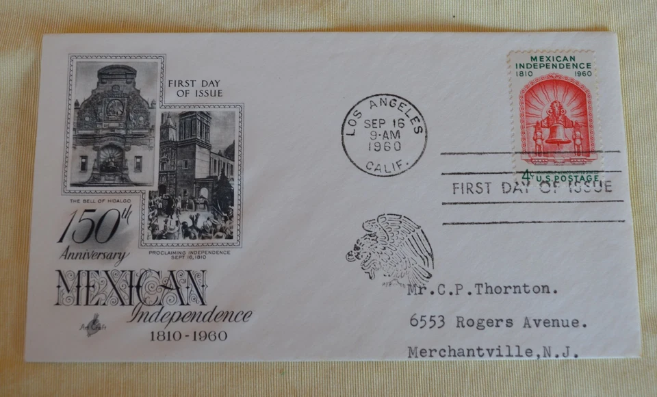 VTG Artcraft 1960 US Postage 4c FDC 150th Anniversary Mexican Independence  - Image 2 of 4