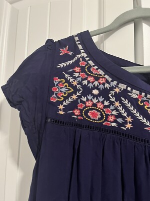 Wonderly Curve Plus Size 0X Embroidered Yoke Shift Dress Boho Floral MIDI |  eBay