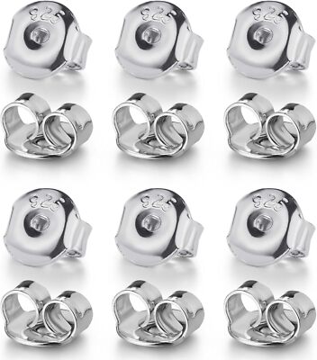 Earring Backs for Studs, Moconar 12PCS 925 Sterling Silver white gold 12pcs 