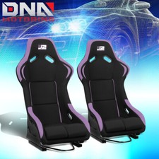 J2 Engineering Pair Fiberglass Frame Fixed Position Bucket Racing Seats Purple
